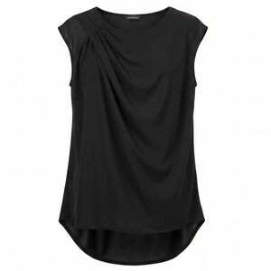 Trouve Cap Sleeve Classy Witchy Black Dressy Silk Blend Top Blouse Size Small
